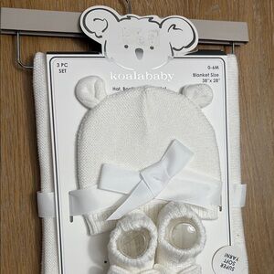 Koala Baby White Hat, Booties & Blanket Set
